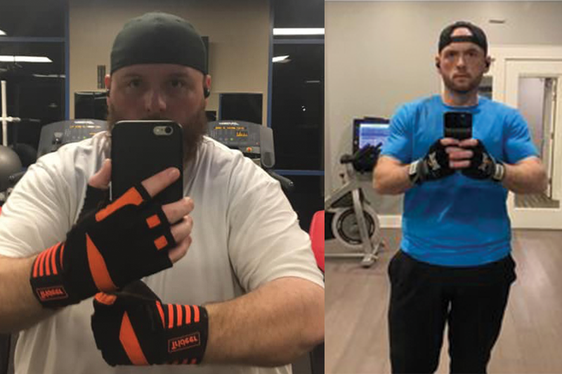 kc bariatric patient pete's before and after photos in gym